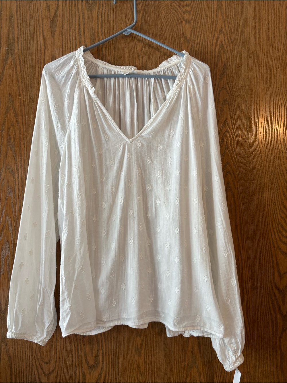 GAP White V-Neck Long Sleeve Peasant Top Size XXL NWT